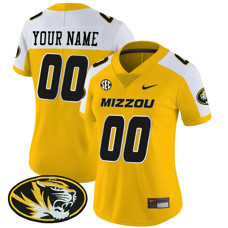 Gold Alternate missouri tigers vapor custom jersey all stitched