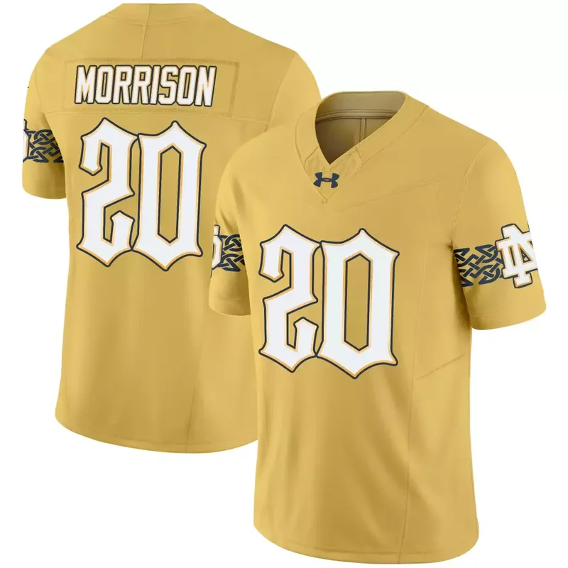 Gold Benjamin Morrison Notre Dame Fighting Irish 2024 Vapor Limited Jersey V2 All Stitched
