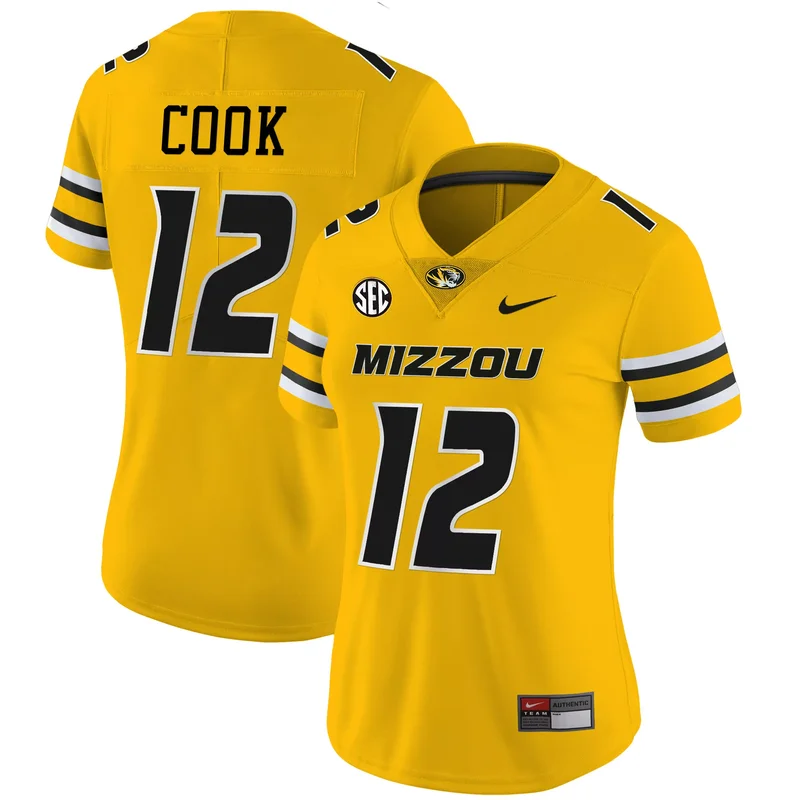 Gold Brady Cook missouri tigers jersey all stitched