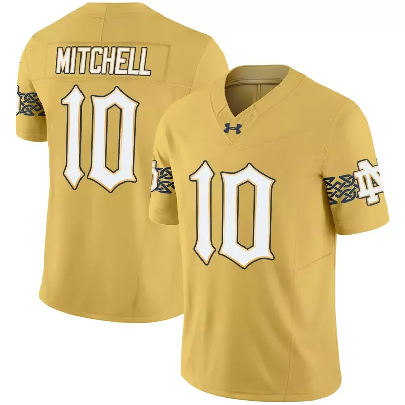 Gold Kris Mitchell Notre Dame Fighting Irish 2024 Vapor Limited Jersey V2 All Stitched