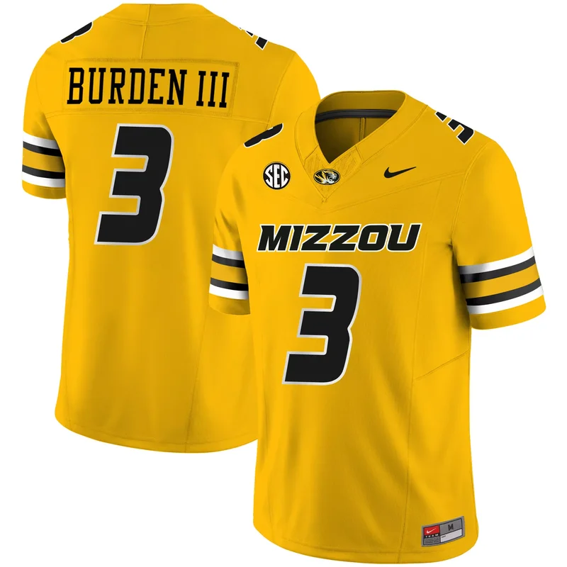 Gold Luther Burden III missouri tigers jersey all stitched