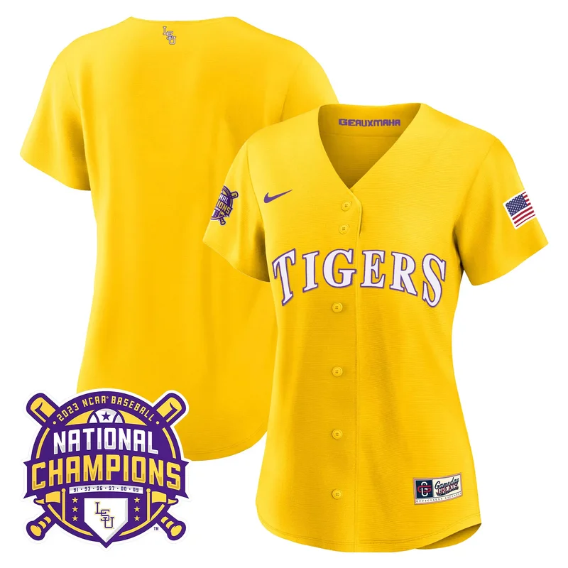 Black Team lsu tigers 2023 national champions Gold jersey v3 all stitched - Image 4