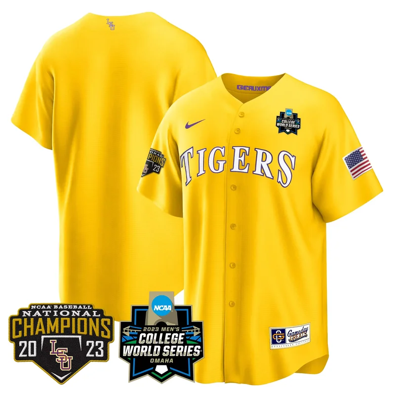 Black Gold Paul Skenes lsu tigers 2023 national champions jersey all stitched - Image 2