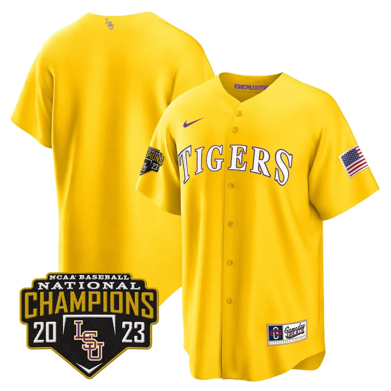 Black Gold Paul Skenes lsu tigers 2023 national champions jersey all stitched - Image 4