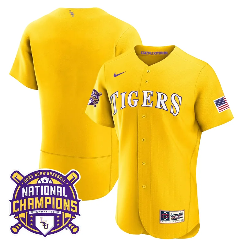 Gold Team lsu tigers 2023 national champions Gold cool jersey all stitched - Image 2