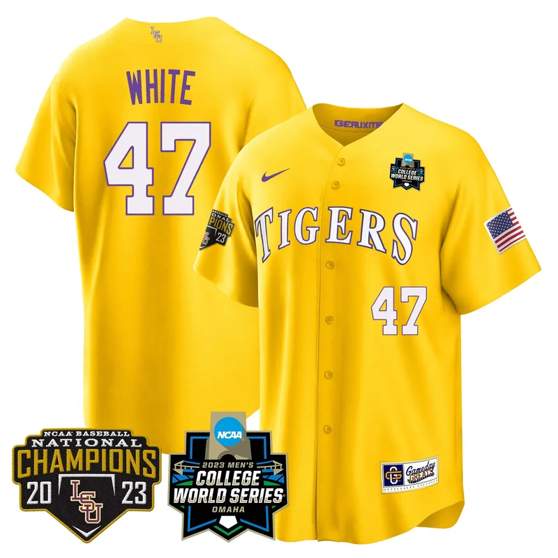 Gold Paul Skenes lsu tigers 2023 national champions Gold cool jersey v3 all stitched - Image 4