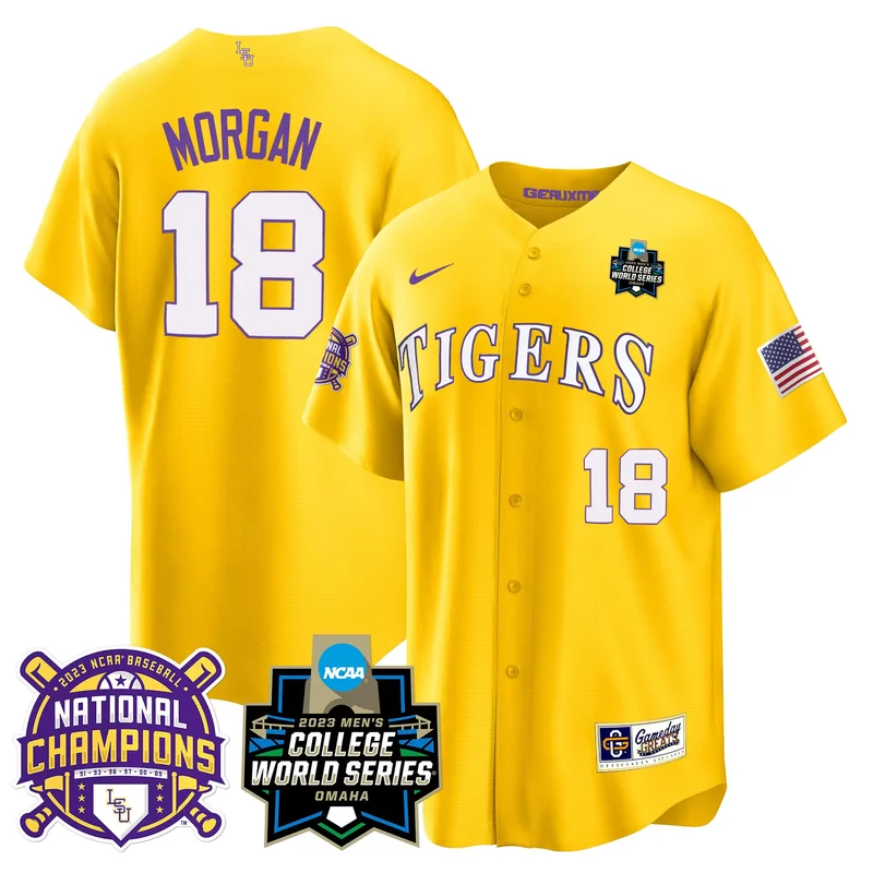 Gold Tre Morgan lsu tigers 2023 national champions Gold cool jersey v2 all stitched - Image 4