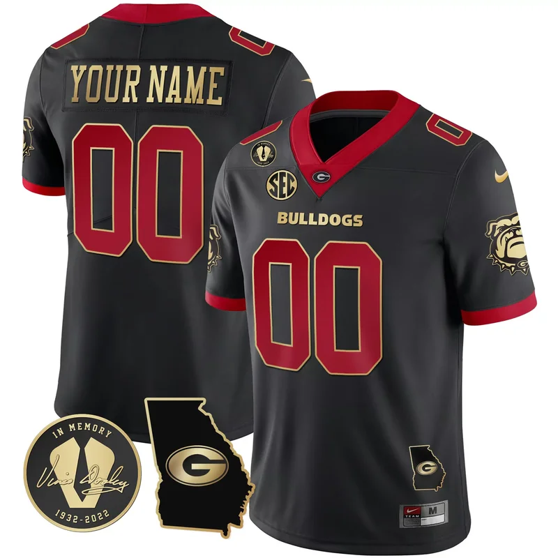 Black Kendall Milton georgia bulldogs 2023 color sleeves jersey all stitched - Image 5