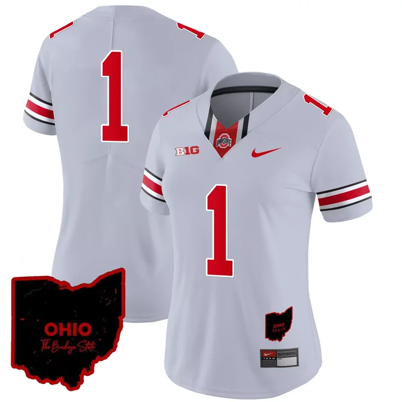 Gray #1 Team ohio state buckeyes 2023 jersey ohio patch all stitched