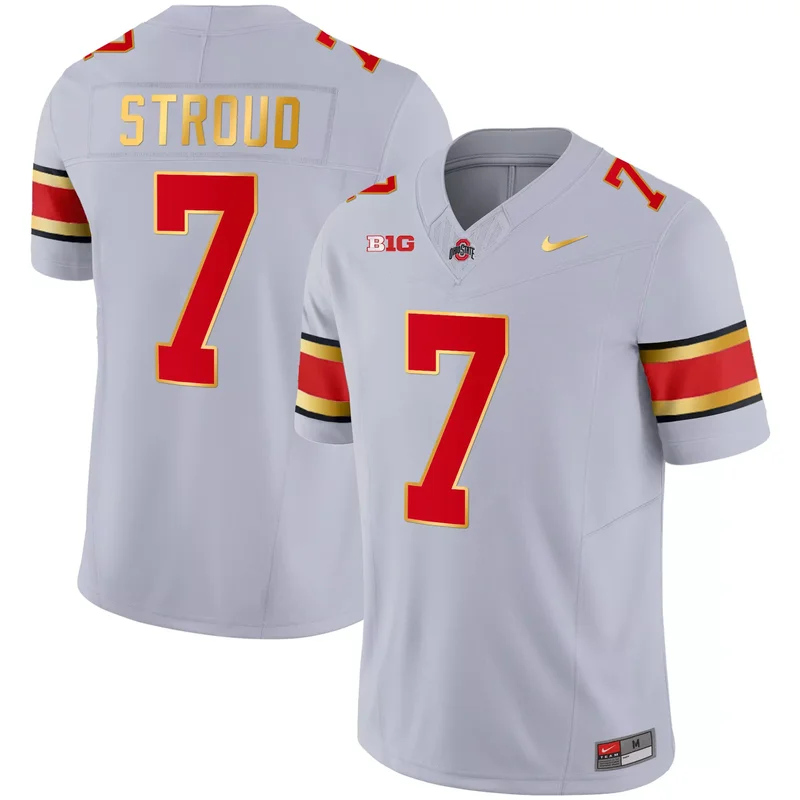 Gray Gold Kyle McCord ohio state buckeyes Gold jersey all stitched - Image 5