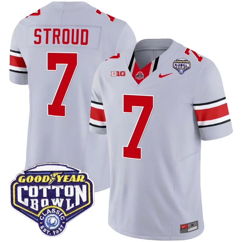 Gray C.J.Stroud ohio state buckeyes cotton bowl patch jersey all stitched