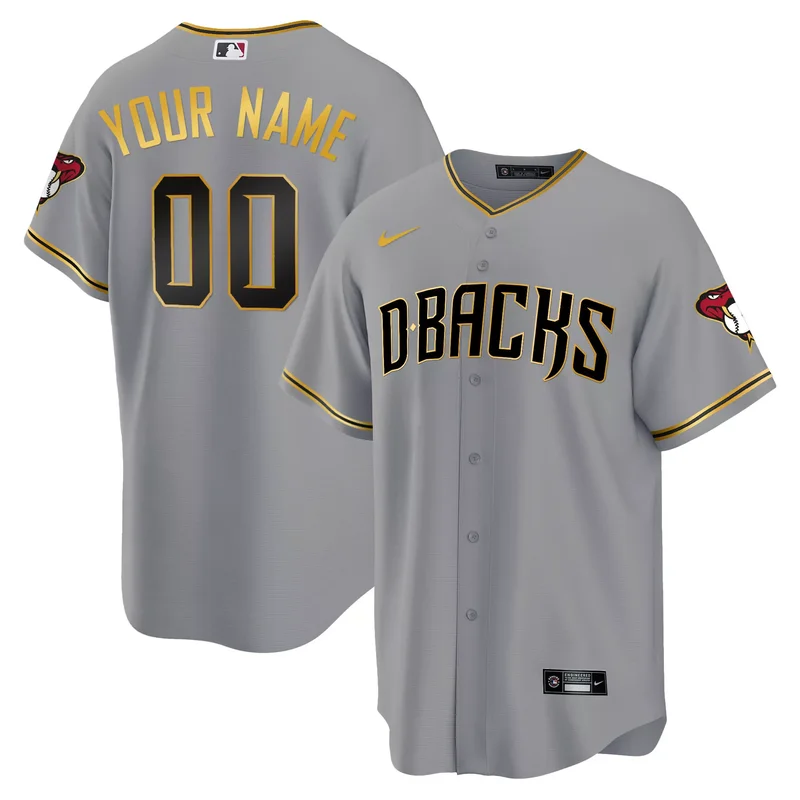 Gray Gold arizona diamondbacks Gold trim custom jersey all stitched