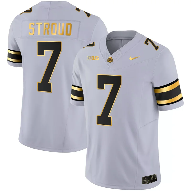 Gray Gold Kyle McCord ohio state buckeyes Gold jersey all stitched - Image 2