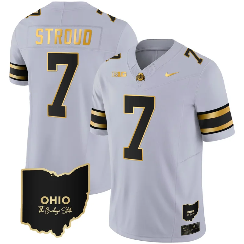 Alternate C.J.Stroud ohio state buckeyes 2023 vapor Gold jersey ohio patch all stitched - Image 3