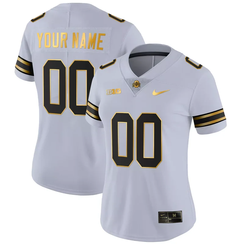 Gray Gold ohio state buckeyes Gold custom jersey all stitched