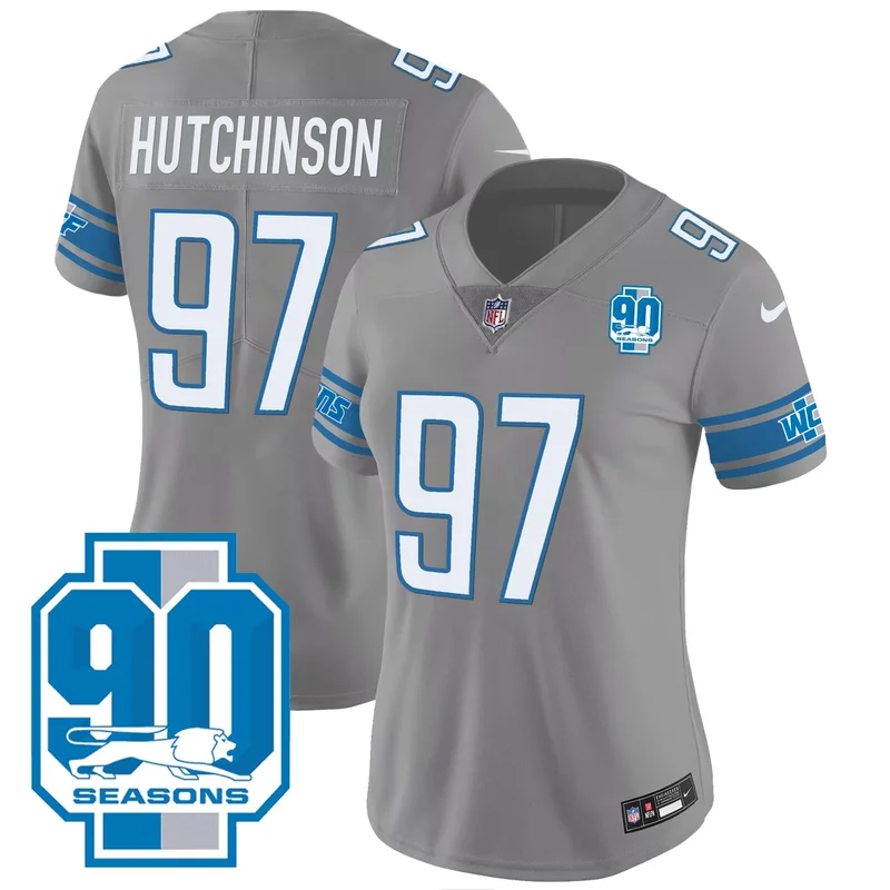 Gray Hutchinson detroit lions 90th year patch jersey all stitched