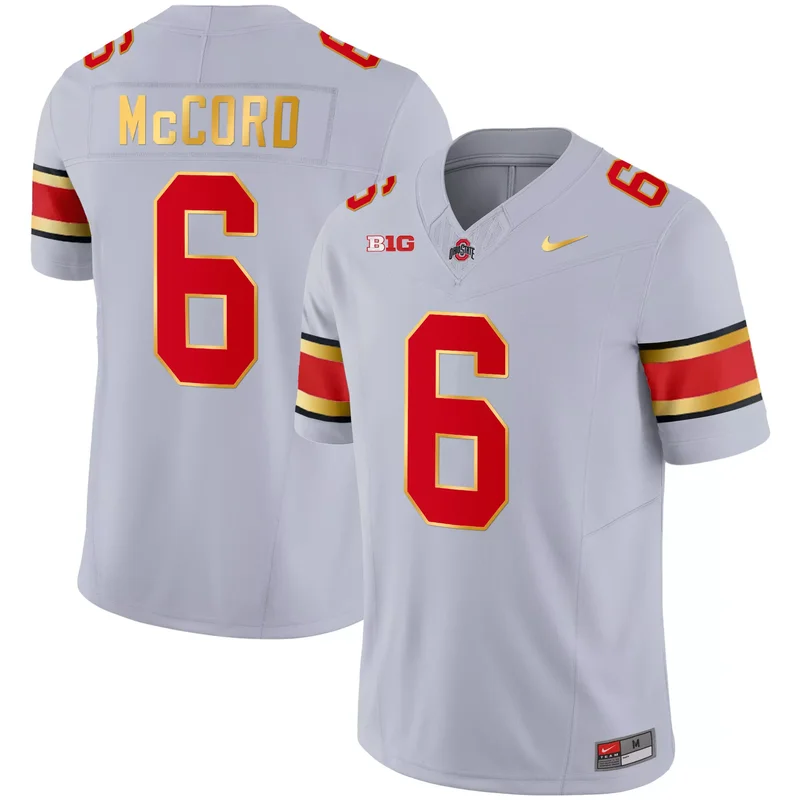 Gray Gold Kyle McCord ohio state buckeyes Gold jersey all stitched - Image 4