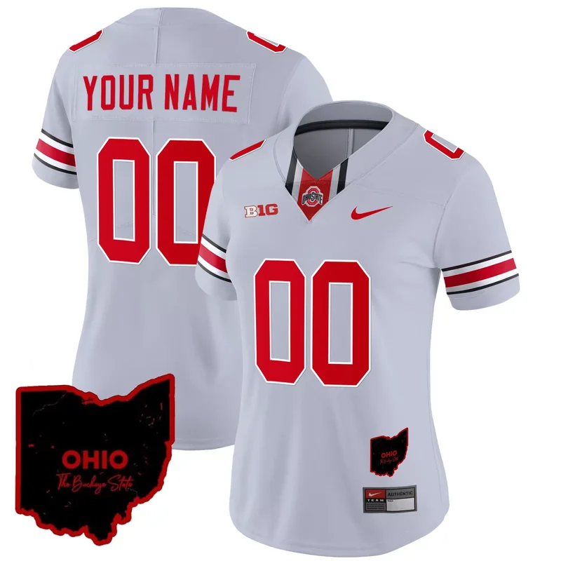 Gray ohio state buckeyes 2023 vapor custom jersey ohio patch all stitched