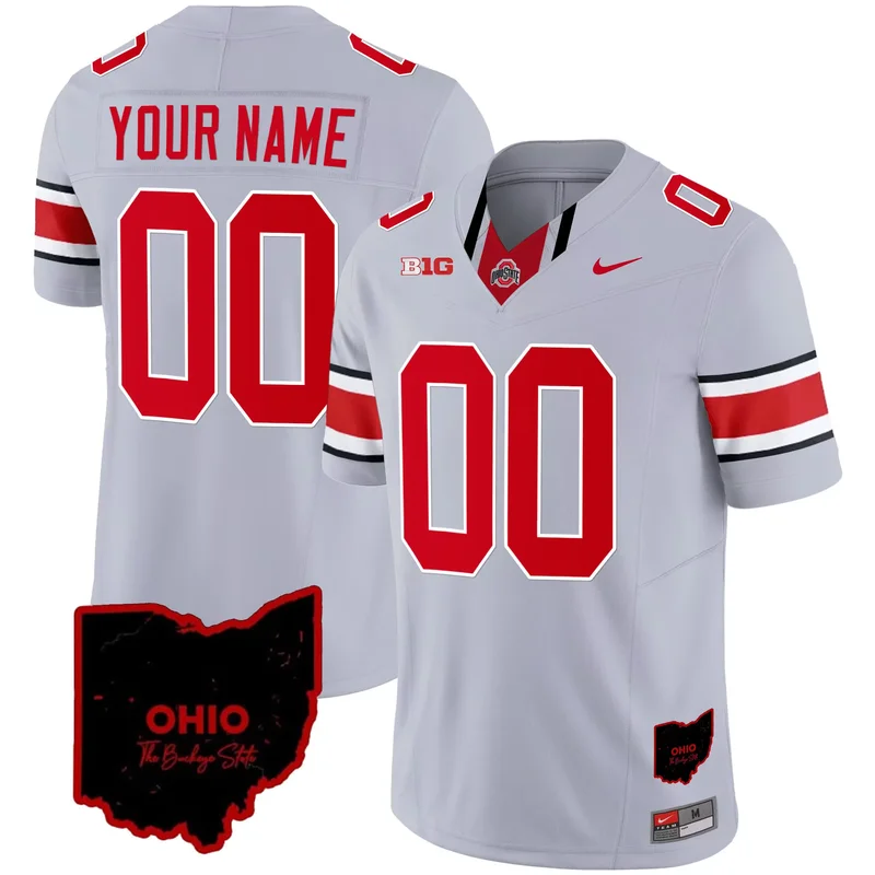 Gray ohio state buckeyes 2023 vapor custom jersey ohio patch all stitched