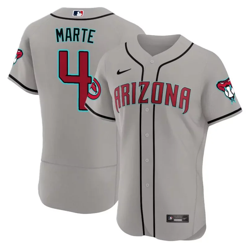 Gray Road Ketel Marte arizona diamondbacks 2024 jersey all stitched