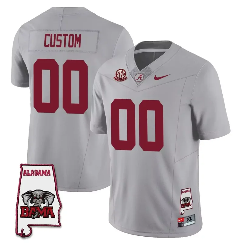Gray SEC Graduate Map alabama crimson tide 2023 custom jersey all stitched - Image 2
