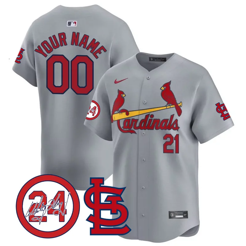 Gray st. louis cardinals memorial vapor custom jersey all stitched