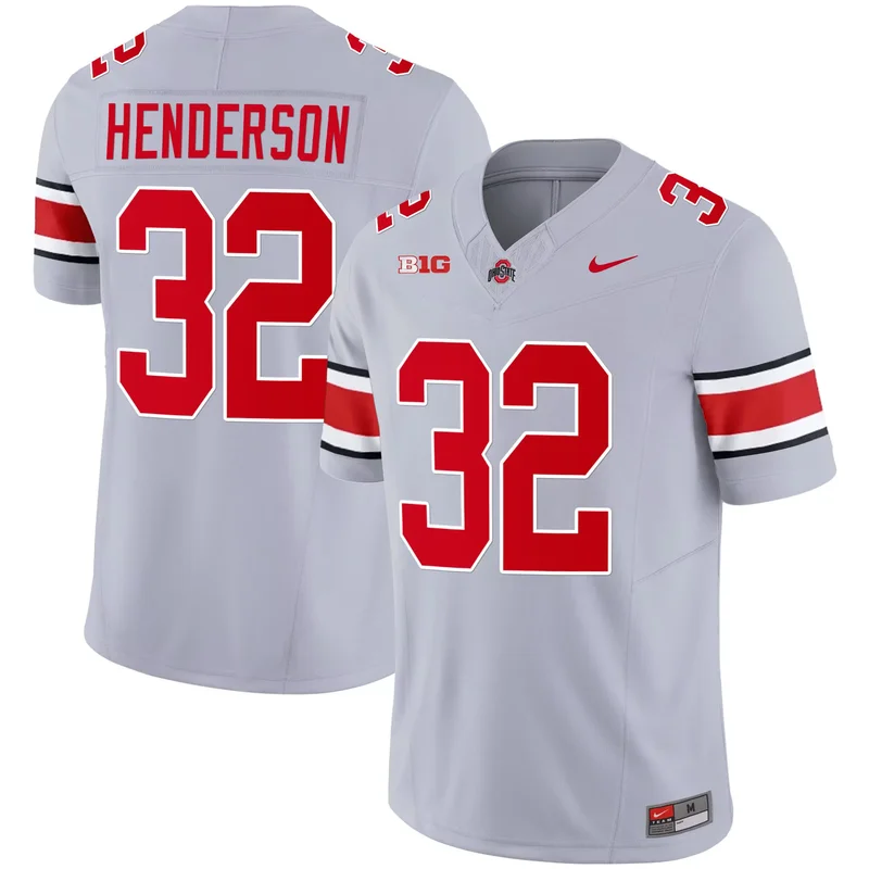 Gray TreVeyon Henderson ohio state buckeyes player jersey all stitched