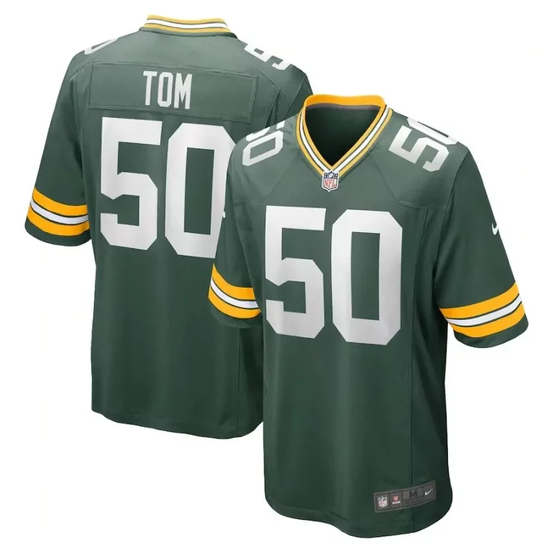 green bay packers #50 zach tom game player green Football jersey