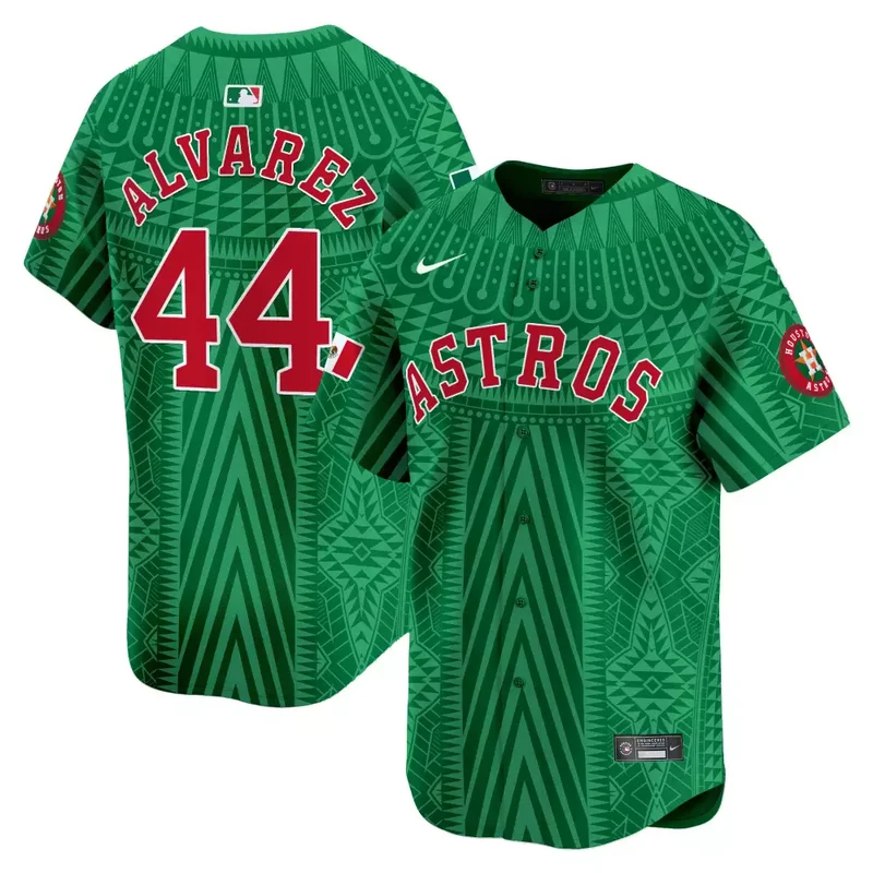 Green CJ Stroud Astros Mexico Aztec Pattern Vapor Premier Jersey Printed - Image 5