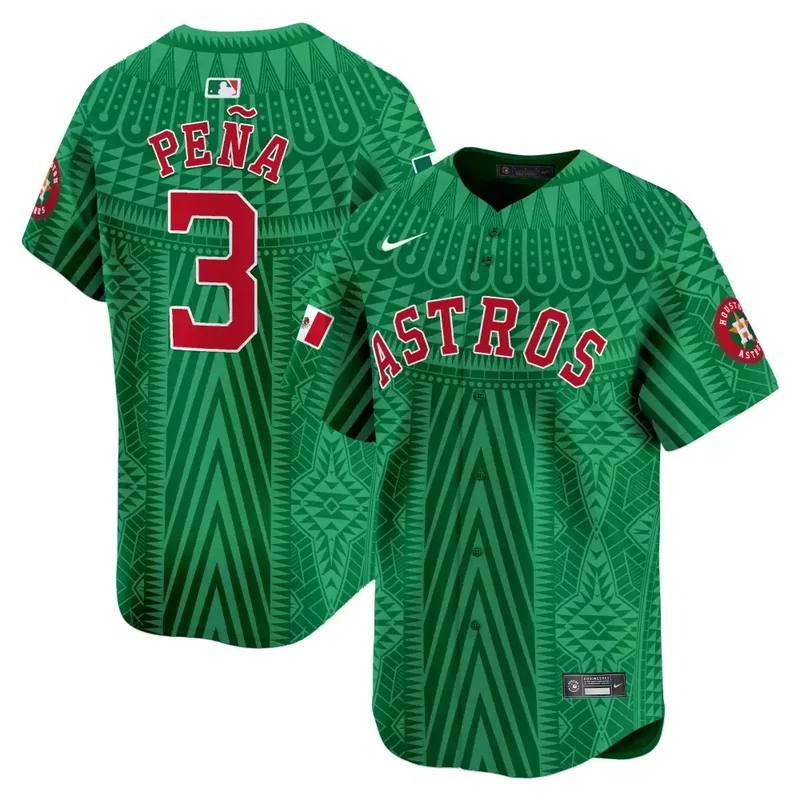 Green CJ Stroud Astros Mexico Aztec Pattern Vapor Premier Jersey Printed - Image 3