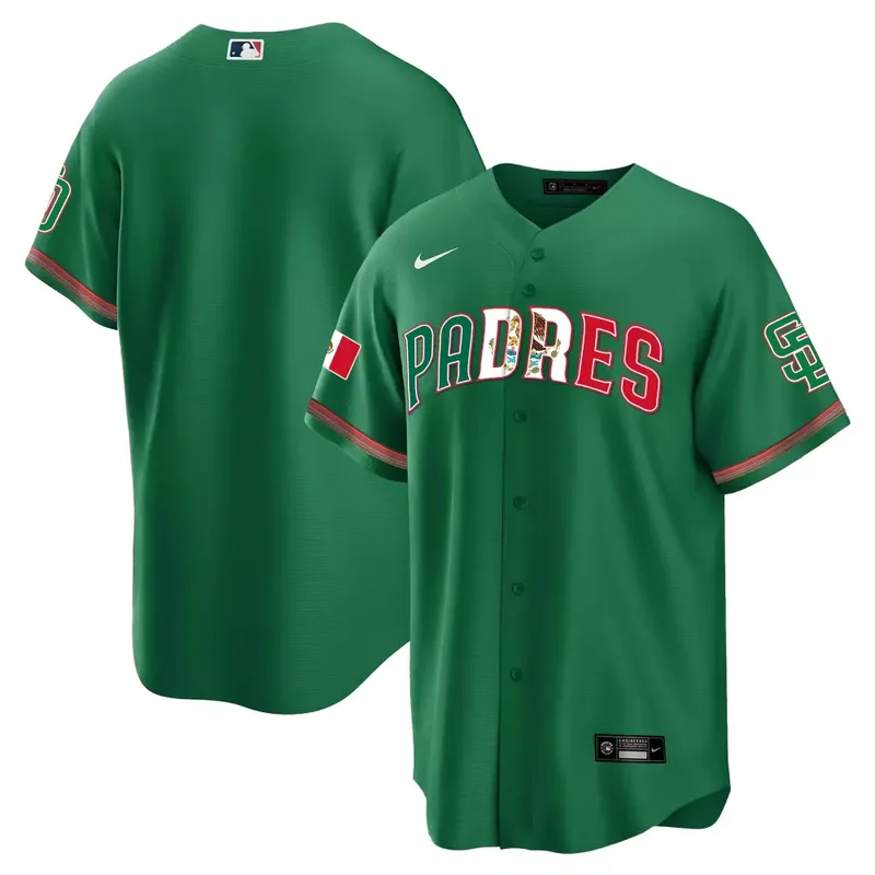 Green Jorge Cantu San Diego Padres Mexico Cool Base Limited Jersey V2 All Stitched - Image 2