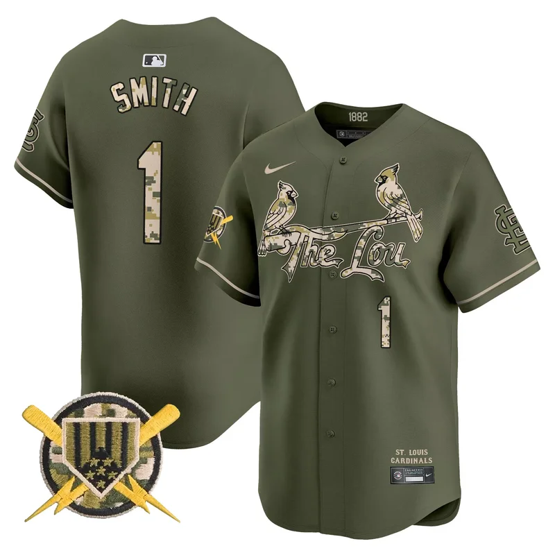 Green Ozzie Smith st. louis cardinals armed forces day jersey all stitched