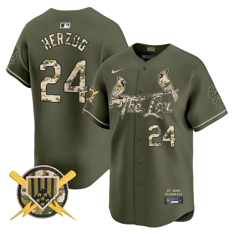 Green Whitey Herzog st. louis cardinals armed forces day jersey all stitched