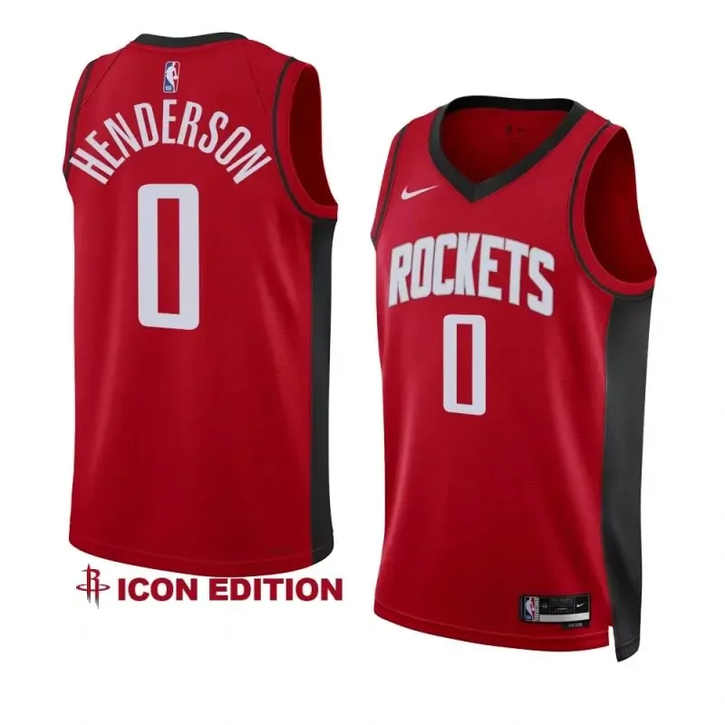 houston rockets #0 scoot henderson 2023 nba draft red Icon edition.webp Basketball jersey