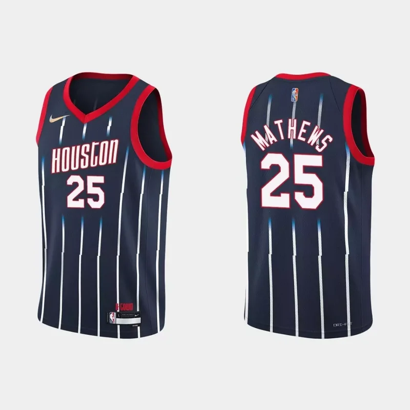 Houston Rockets Garrison Mathews #25 NBA Basketball City Navy Jersey Rockets Fans