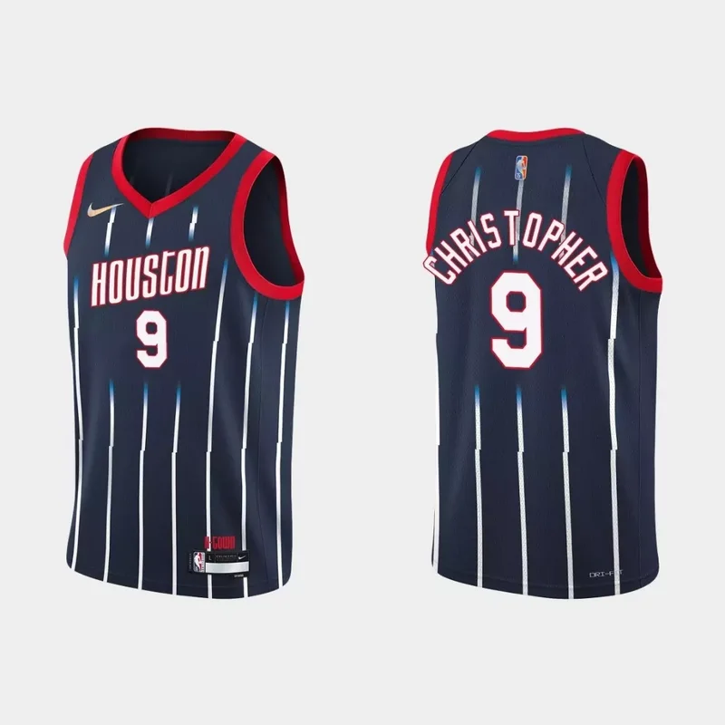 Clyde Drexler Houston Rockets 1996-97 Hardwood Classics Marble Jersey - Navy NBA - Image 3