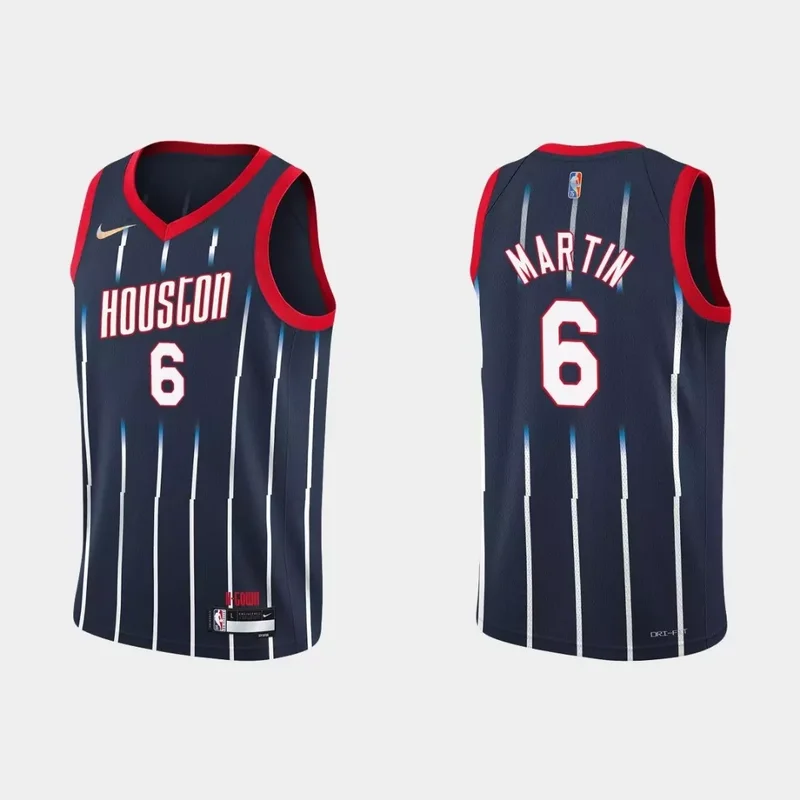 Clyde Drexler Houston Rockets 1996-97 Hardwood Classics Marble Jersey - Navy NBA - Image 4