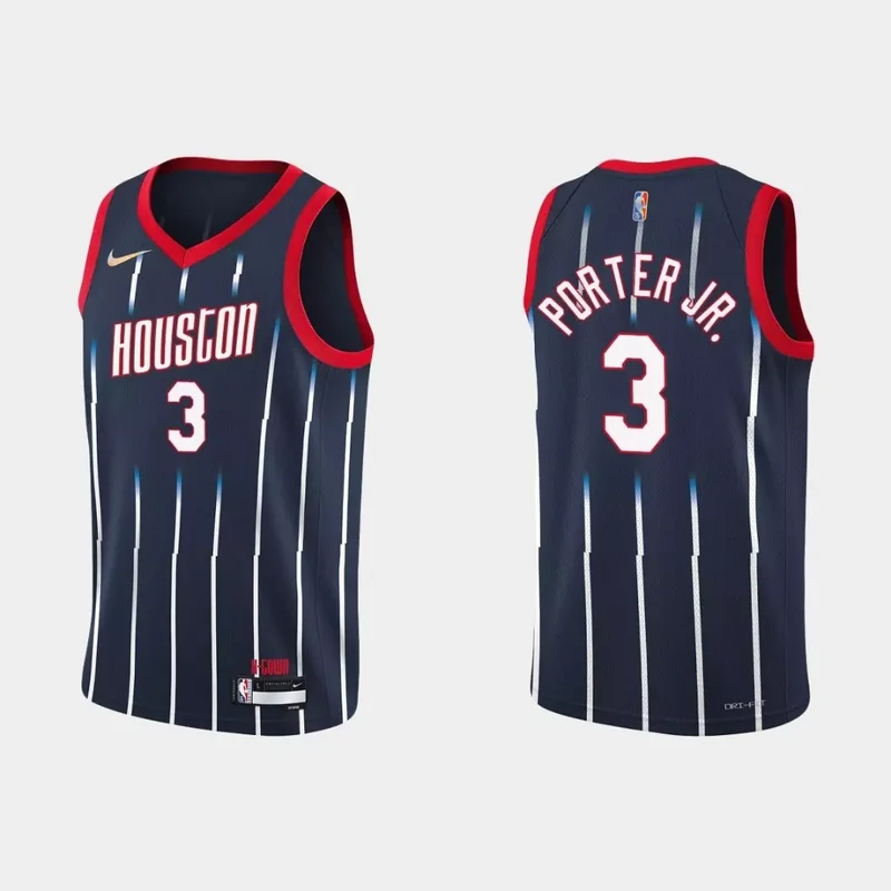 Clyde Drexler Houston Rockets 1996-97 Hardwood Classics Marble Jersey - Navy NBA - Image 2