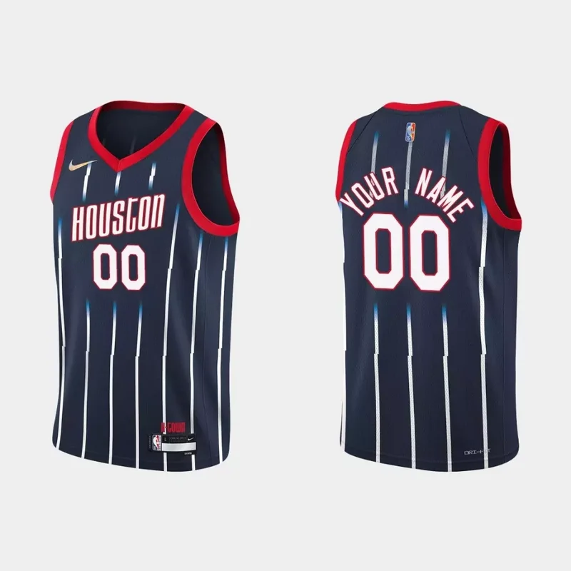 Houston Rockets NBA Basketball City Navy Jersey Gift With Custom Name Numer For Rockets Fans