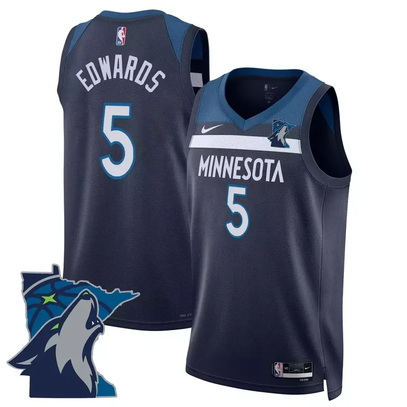 Icon Anthony Edwards Minnesota Timberwolves Swingman Jersey V2 Minnesota Patch All Stitched