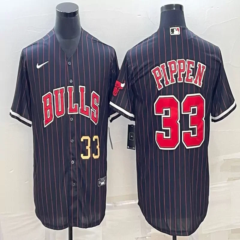 Chicago Bulls #23 Jordan NBA Black Red Baseball Jersey - Image 5