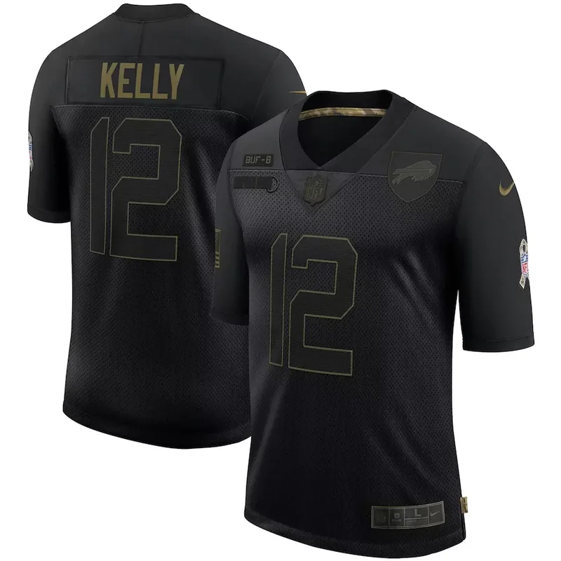 Buffalo Bills #12 Jim Kelly NFL Black Jersey