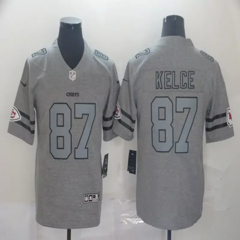 Kansas City Chiefs #87 Kelce NFL Ash Gray Jersey