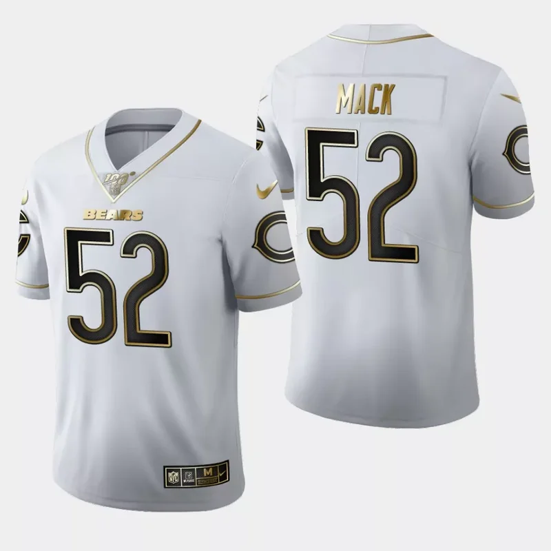 Chicago Bears #52 Mack NFL White Gold Jersey