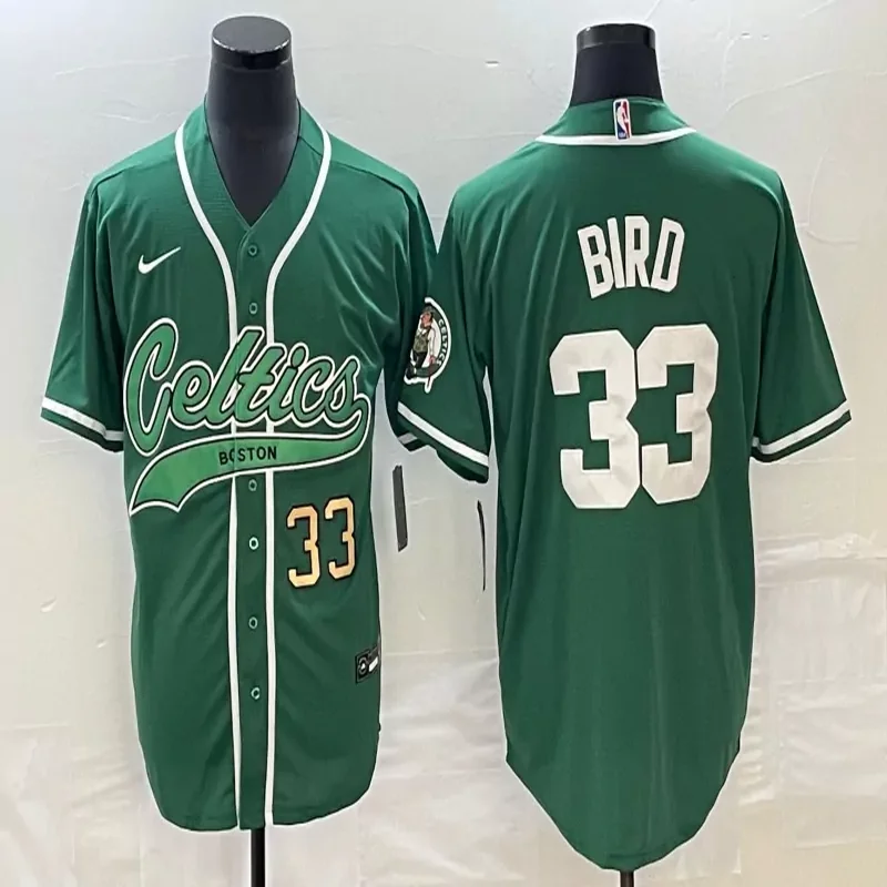 Boston Celtics #7 Brown NBA Celtics Green Baseball Baseball Jersey - Image 4
