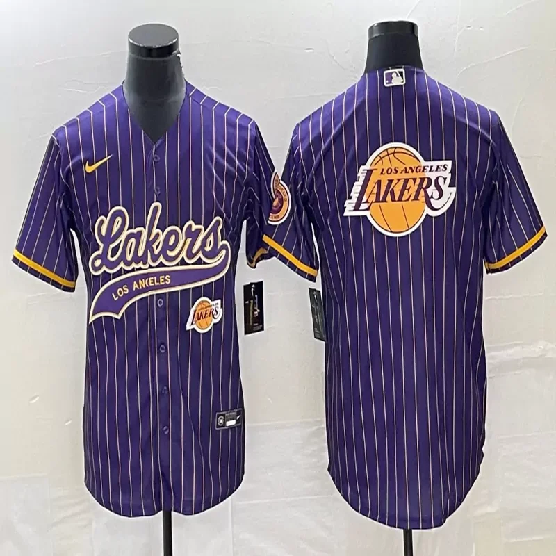 Los Angeles Lakers #Custom Name & Number NBA Purple Baseball Baseball Jersey