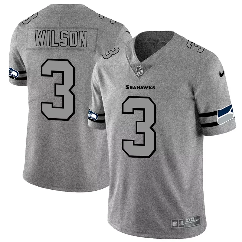 Seattle Seahawks #3 Wilson NFL Ash Gray Jersey
