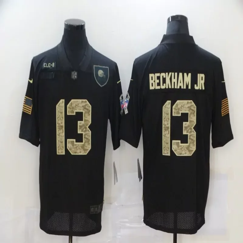 Cleveland Browns #13 Beckham Jr NFL Black Millitary Green Jersey