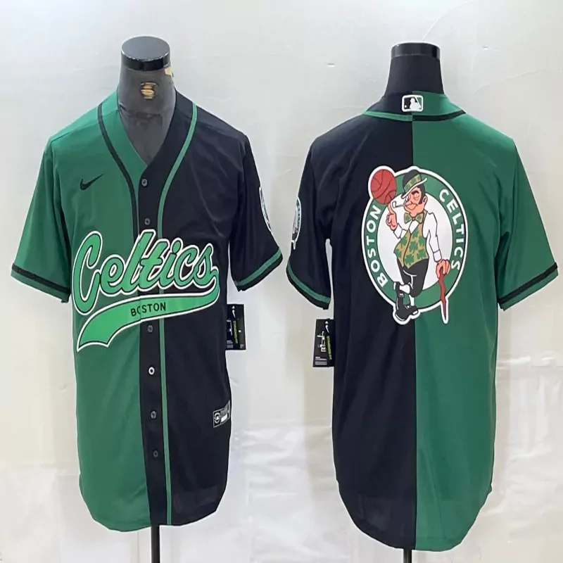 Boston Celtics #33 Bird NBA Black Green Camouflage America Flag Baseball Jersey - Image 3