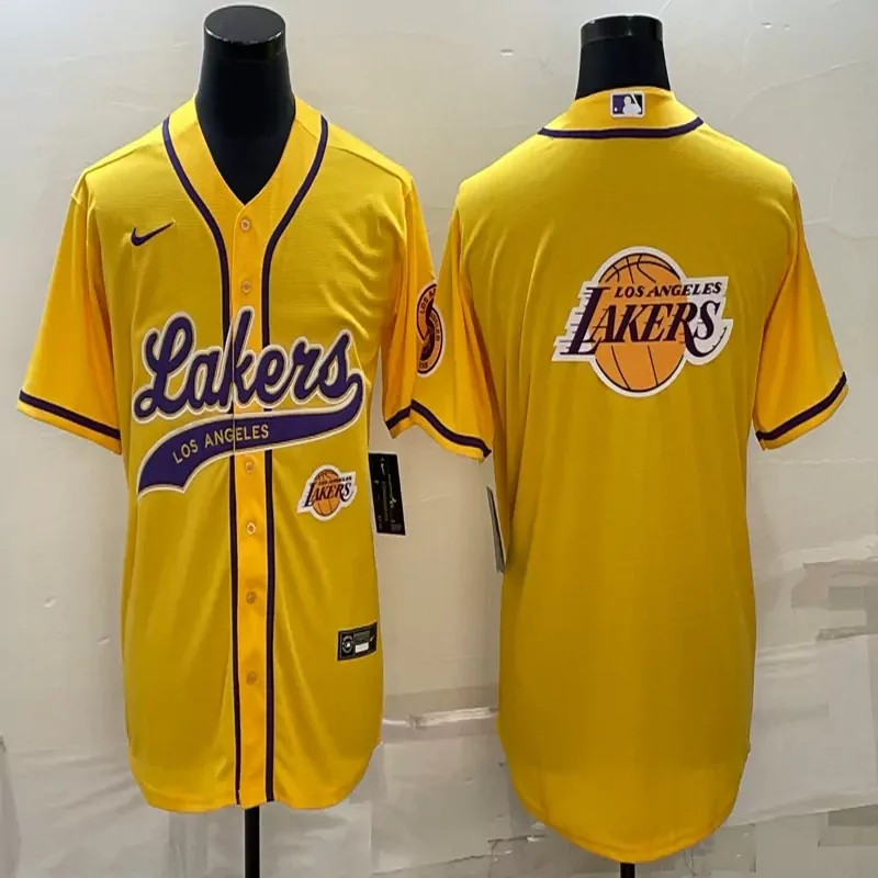 Los Angeles Lakers #Custom Name & Number NBA Purple Baseball Baseball Jersey - Image 2
